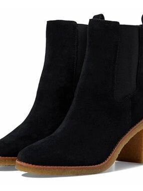 Lauren Ralph Lauren Black Suede Ankle Chelsea Booties